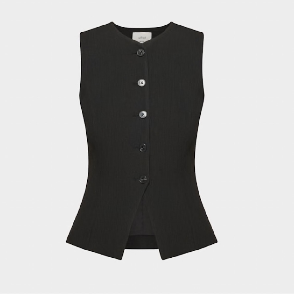 Aritiza Black Sleeveless Button-Up Vest